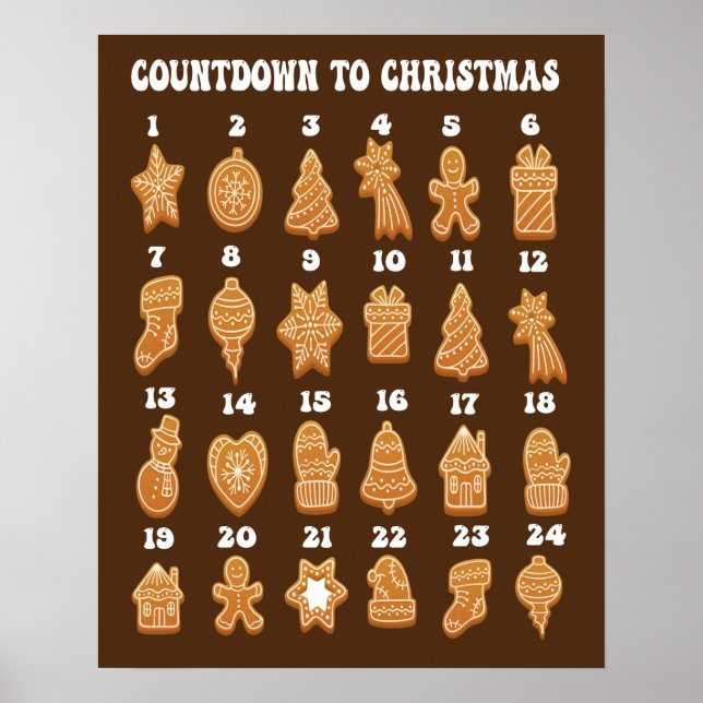 Countdown bis Weihnachts Adventskalender Gingerbre Poster (Vorne)