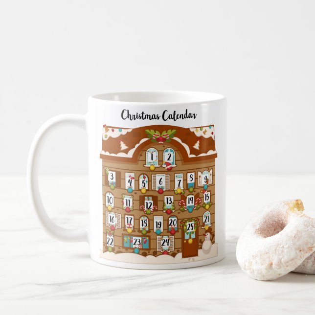 Countdown bis Weihnachts-Adventskalender Kaffeetasse (Mit Donut)