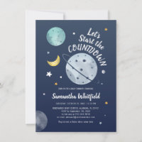 Countdown Modern Space Außengalaxy Baby Dusche
