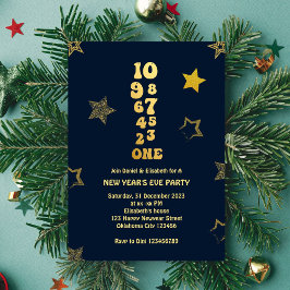 Countdown - Navy Gold Silvester Party Einladung