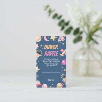 Countdown Space Girl Diaper Raffel Ticket Begleitkarte