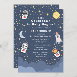 Countdown zur Baby Space Baby Shower Einladung
