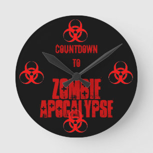 Countdown zur Zombie-Apokalypse Runde Wanduhr