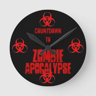 Countdown zur Zombie-Apokalypse Runde Wanduhr