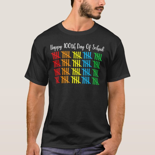 counting 100 lines tally marks happy 100th day of  T-Shirt (Vorderseite)