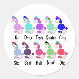 Counting French Poodle Runder Aufkleber