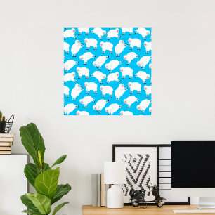 Counting Sheep Blue Kinderzimmer-Muster Poster