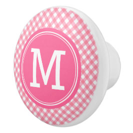 Country Baby Pink Gingham personalisieren Monogram Keramikknauf