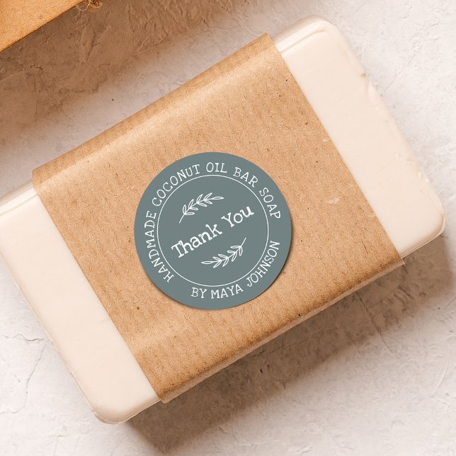 Country Balsam Green Handmade Vielen Dank Runder Aufkleber (Country Balsam Green Handmade Thank You Classic Round Sticker)