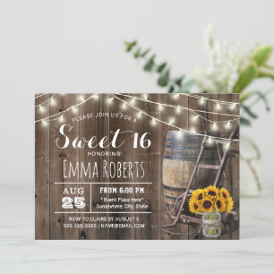 Country Barn Holz Sonnenblume Jar Rustikale Süße 1 Einladung