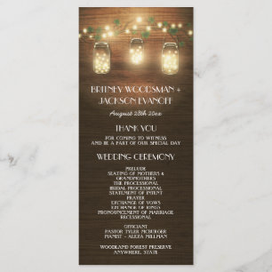 Country Barn Rustic Mason Jar Hochzeitsprogramme Programm