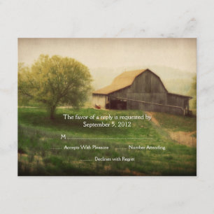 Country Barn Vintage Wedding UAWG RSVP Karte