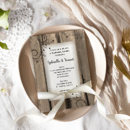Country Barn Wood Blume Hochzeit Probe Dinner Einladung