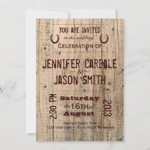 Country Barn Wood Typografy Hochzeit Einladungen