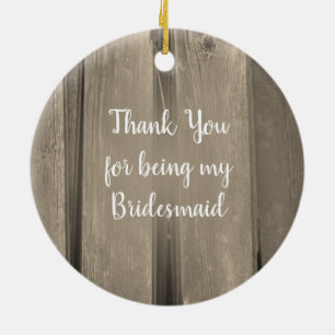 Country Barn Wood Wedding Bridesmaid Vielen Dank Keramikornament