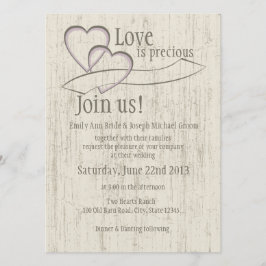Country Barn Wood Wedding Hearts Einladung