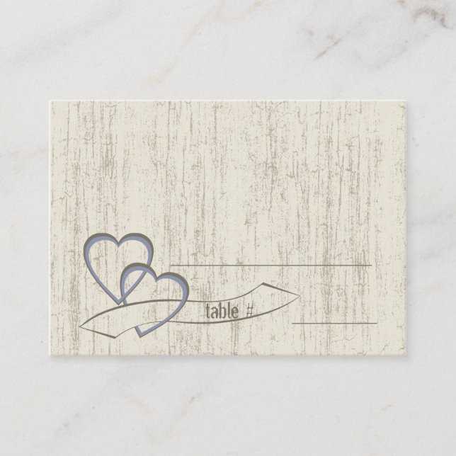 Country Barn Wood Wedding Hearts Platzkarte (Vorderseite)