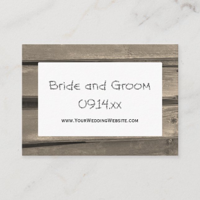 Country Barn Wood Wedding Website Card Begleitkarte (Vorderseite)