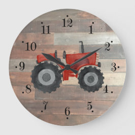 Country Bauernhof Red Traktor Imitate Holzwall Uhr