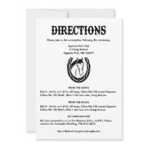 Country Black Wedding Directions Horse Horseshoe