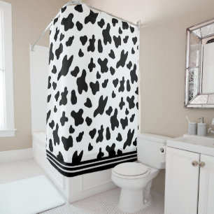 Country Black & White Cow Skin Muster und Streifen Duschvorhang