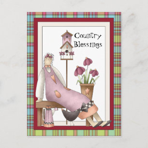Country Blessing Puppe Cartoon Postkarte