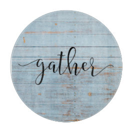 Country Blue Farmhouse Script Rustic Wood Schneidebrett