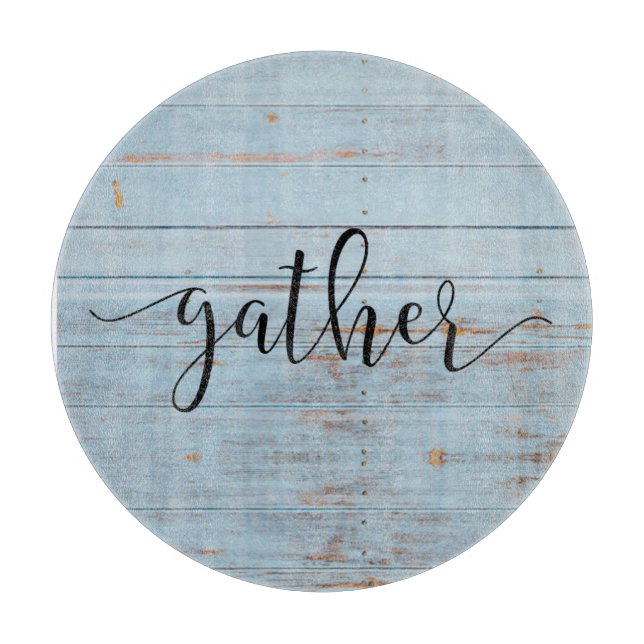 Country Blue Farmhouse Script Rustic Wood Schneidebrett (Vorderseite)