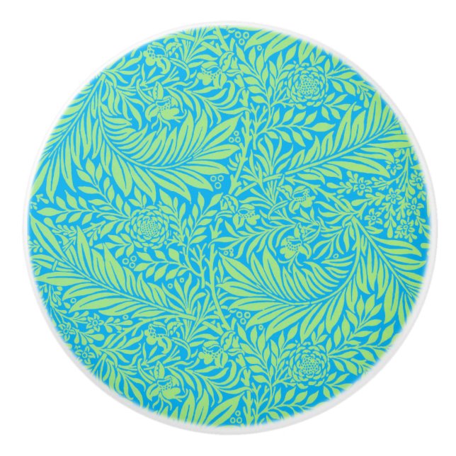 Country Blue Green William Morris Leaf Pattern Keramikknauf (Vorderseite)