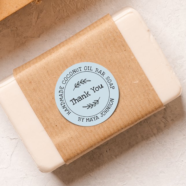 Country Blue Handmade Vielen Dank Runder Aufkleber (Country Blue Handmade Thank You Classic Round Sticker)