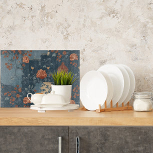 Country Blue Rust Rustikales Bauernglas Schneidebrett