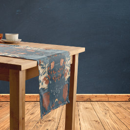 Country Blue Rust Rustikales Bauernhaus Kurzer Tischläufer