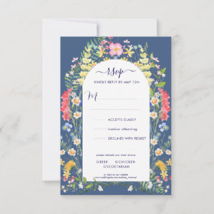 Country Blue Rustikale Wildblume Wasserfarben UAWG RSVP Karte