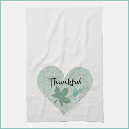 Country Blue Thankful Herz Blätter Küche Handtuch
