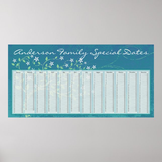 Country Blue Tree Dutch Birthday Calendar Poster (Vorne)