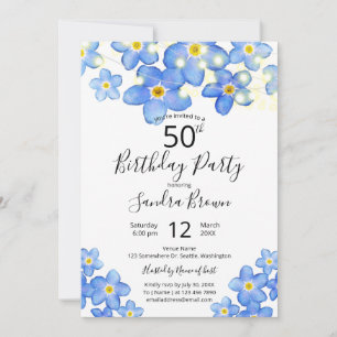 Country Blue vergiss-Me-Nots Geburtstagsparty Einladung