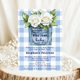 Country Blume Niedlich Gingham Blue Jean Baby Dusc Einladung