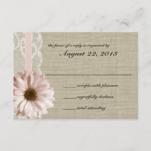 Country Blush Daisy und Lace Burlap Response RSVP Karte