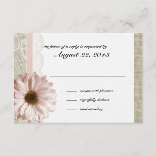Country Blush Daisy und Lace Burlap Response RSVP Karte