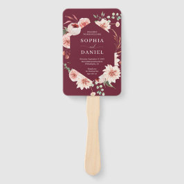Country Boho Rose Floral Wedding Program Fan Fächer