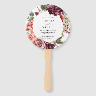 Country Boho Rose Round Gold Wedding Program Fan Fächer