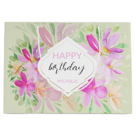 Country Boho Watercolor Lilac Floral Elegante Große Geschenktüte