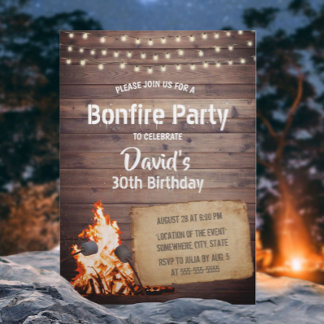Country Bonfire Party Rustikale String Light Gebur Einladung