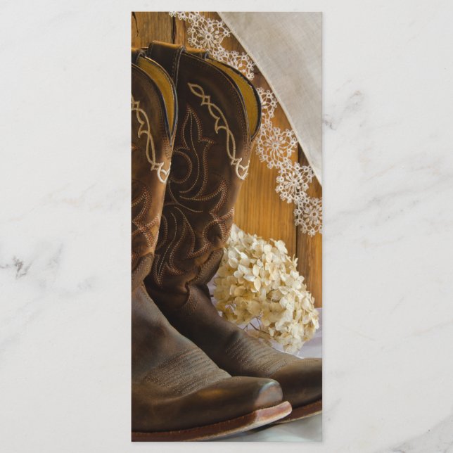 Country Boots and Lace Western Wedding Program Programm (Vorderseite)