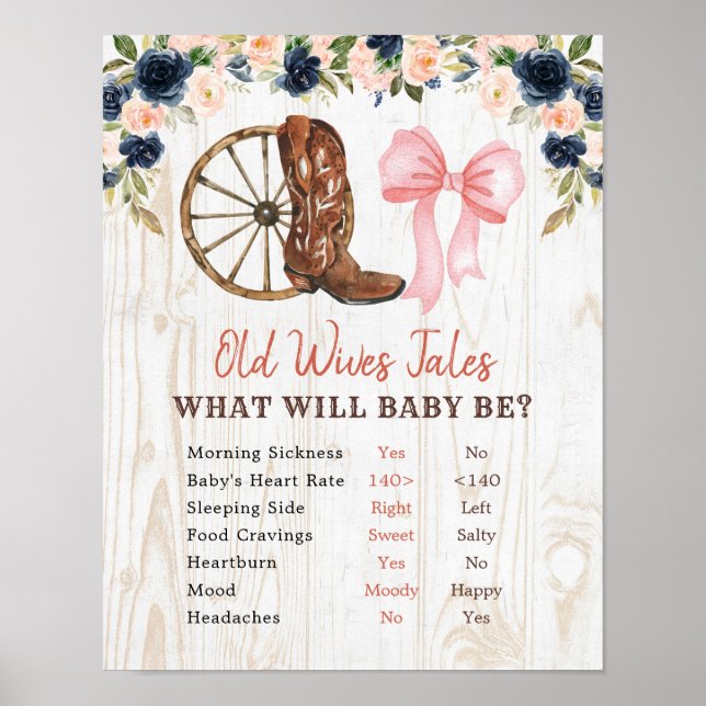 Country Boots Bows Gender Reveal Alte Ehefrauen Ta Poster (Vorne)