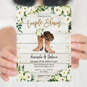 Country Boots Couple Dusche Einladung