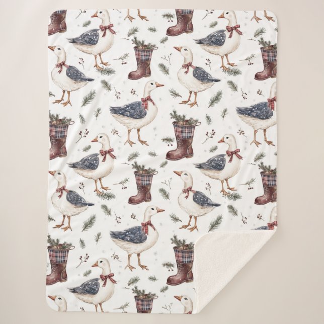 Country Boots Goose Christmas Sherpadecke (Vorderseite)