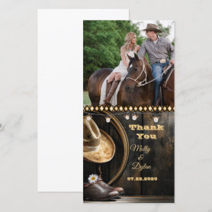 Country Boots Hat & Barnwood Foto Danke, Card Dankeskarte