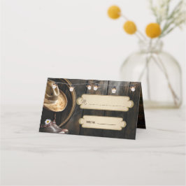 Country Boots Hat & Stallholz geklappte Platzkarte