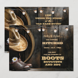 Country Boots Hut & Barn Wood Hochzeitseinladungen Einladung
